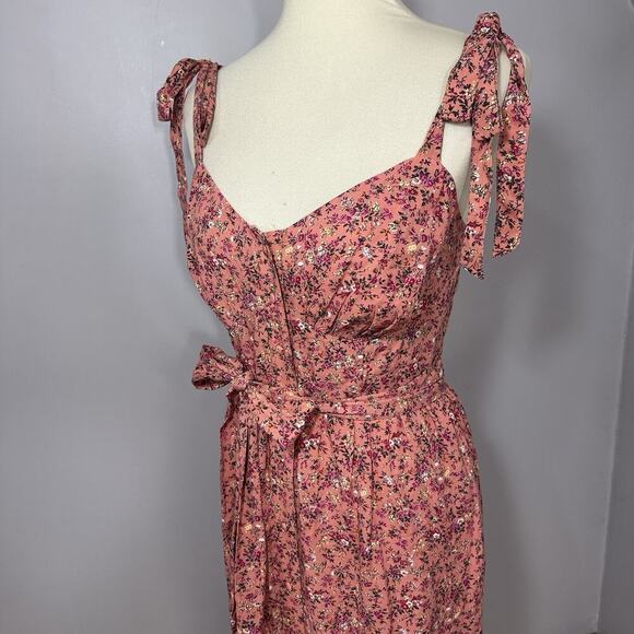 J Crew Peasant Cottagecore Ditsy Floral Maxi Long Dress Pink Sweetheart Coquette - Picture 3 of 17